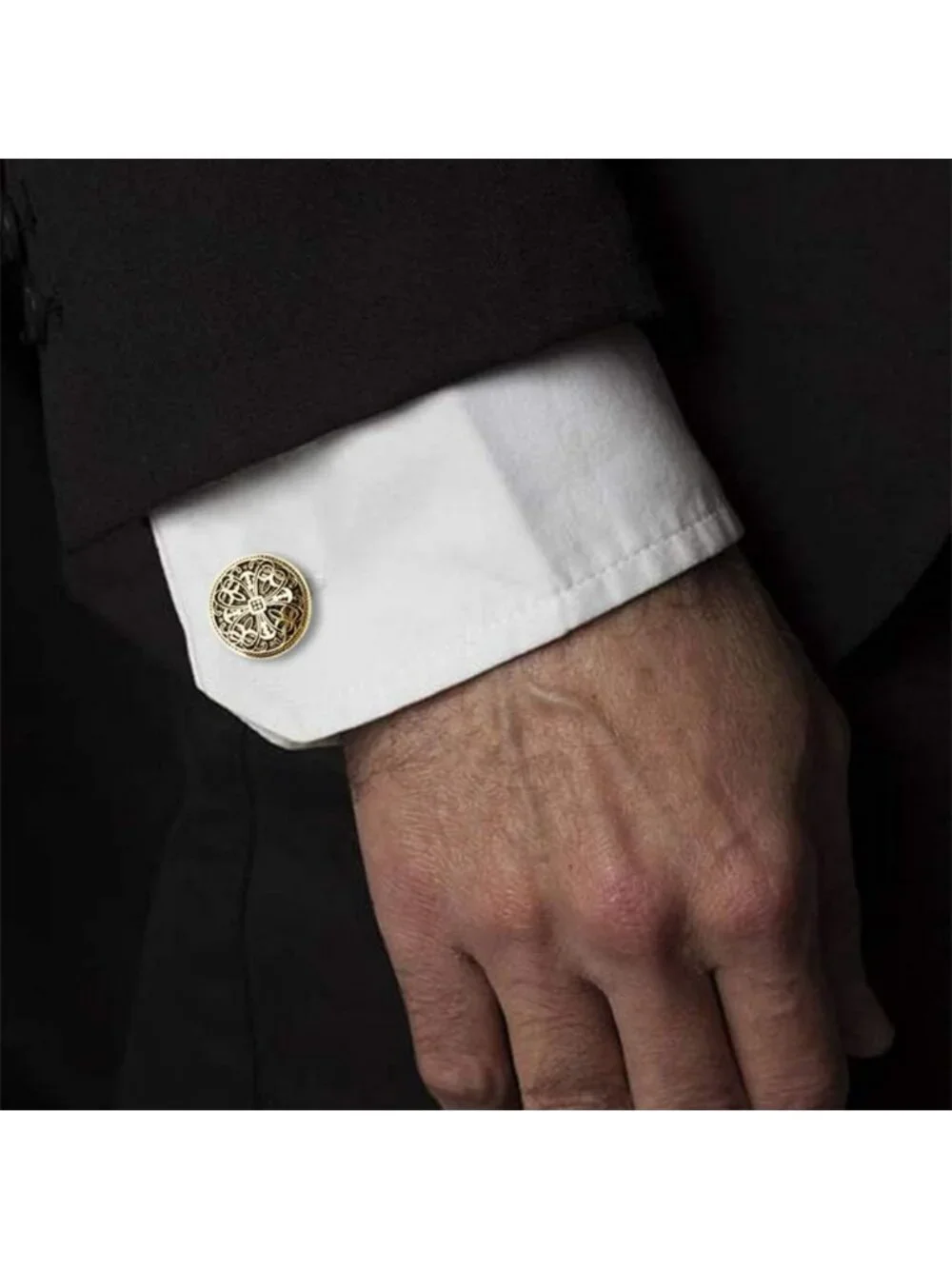 Elegant Gold Cufflinks & Tuxedo Studs Set for Men - Perfect Gift for Weddings